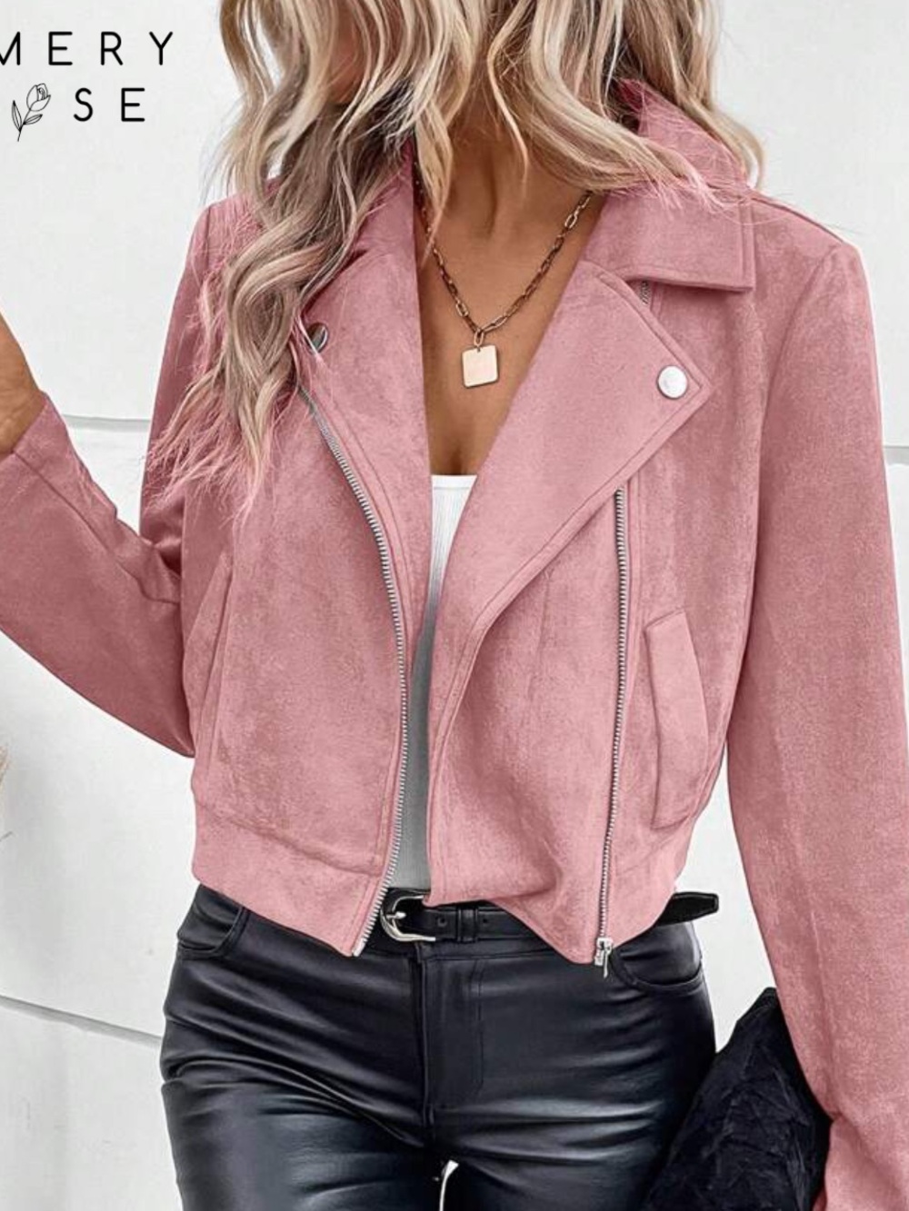 Suede Adorable Moto Jacket in Dusty Rose